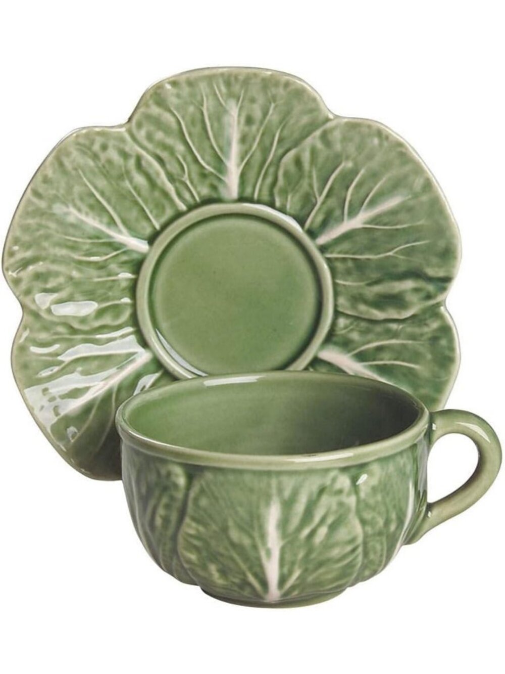 Vintage Cabbage Green Tea Cup & Saucer Set | Charming Floral Design, Perfect
